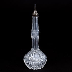 Barner's Bottle, American Brilliant Cut Glass, Punty And Prism Motif