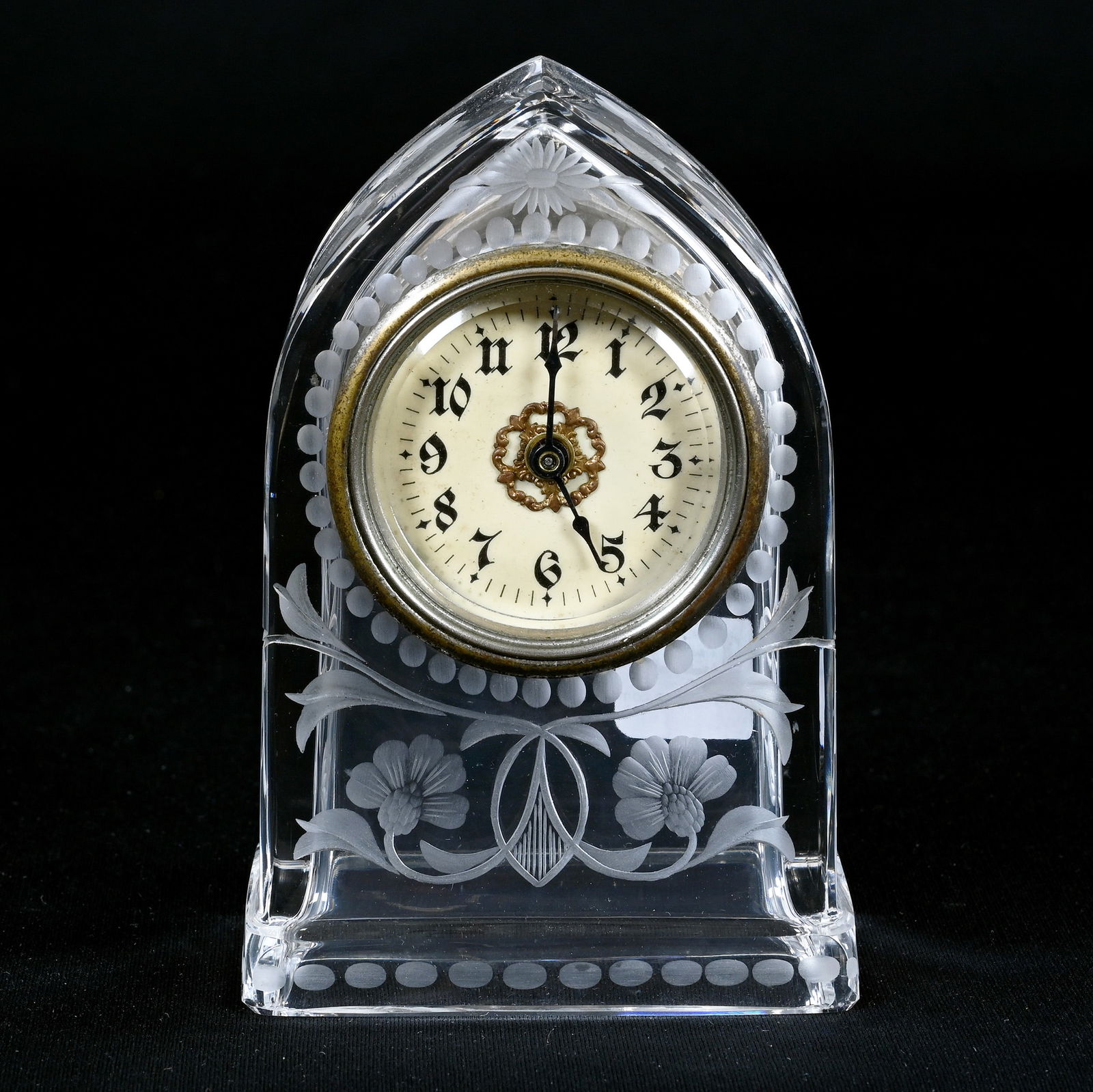 Desk Clock, American Brilliant Cut Glass, Signed Sinclaire (1 of 4)