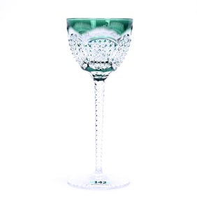 Wine Stem, Brilliant Period Cut Glass, Aaron Pattern By Val St. Lambert Circa 1920