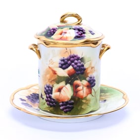 Condensed Milk Covered Jar And Underplate, Marked Pickard On Bavarian Blank