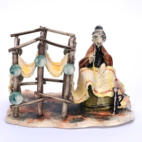 Contemporary Italian Sculpture, Hand Painted, Italian Porcelain, Artist Signed