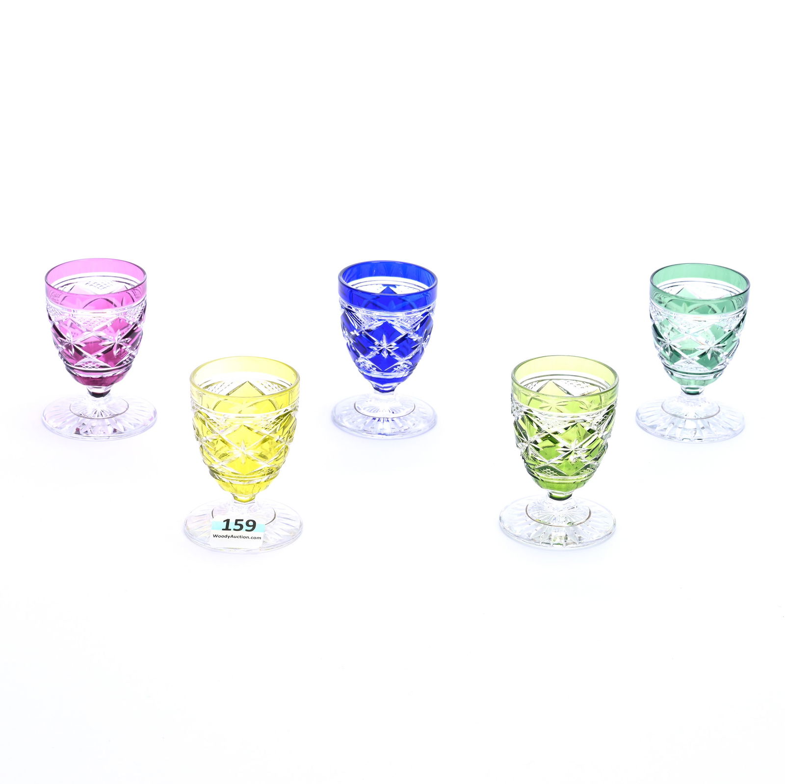 Pedestal Whiskey Tumbler, Brilliant Period Cut Glass, Blue Cut To Clear (1 of 3)