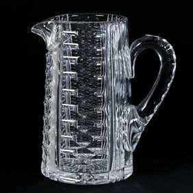 Pitcher, American Brilliant Cut Glass, Panels Of St. Louis Diamond With Miter & Crosscutting