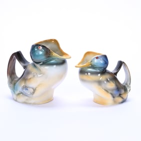 (2) Unmarked Royal Bayreuth Figural Duck Pitchers