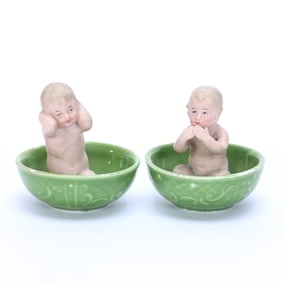 Pair Figurines, German Bisque Marked Heubach