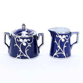 Small Creamer And Sugar Set Marked Victoria Austria
