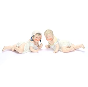 (2) Figurines, German Bisque, Unmarked Heubach