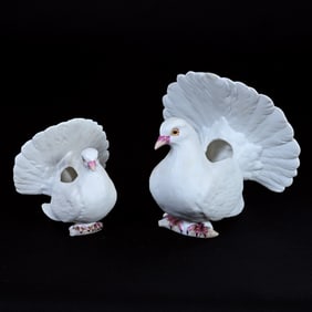 (2) Figurines, German Bisque Marked Heubach