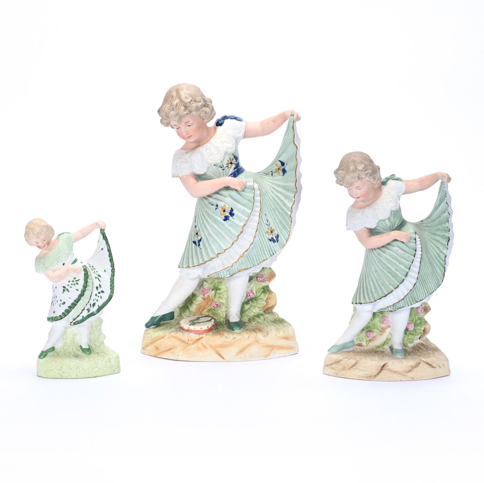 (3) Figurines, German Bisque Marked Heubach (1 of 4)