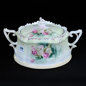 Cracker Jar, Two Handles, Marked R.S. Prussia