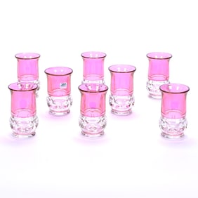 (8) Tumblers, Ruby Flash King's Crown Pattern By Tiffin