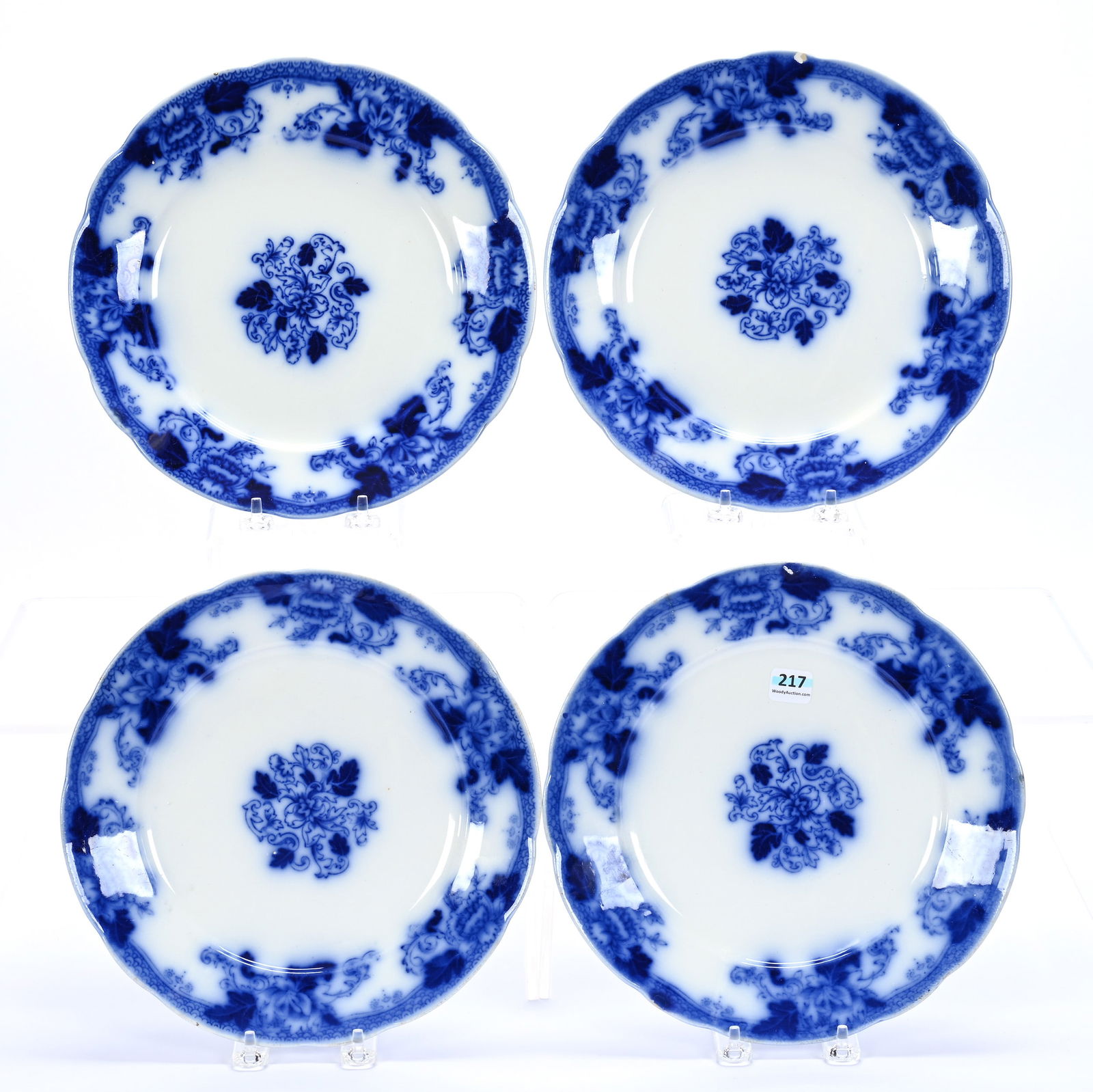 (4) Plates, Flow Blue Roseville Pattern By Maddock & Sons (1 of 5)