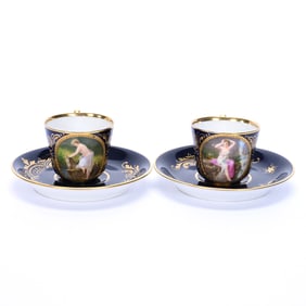 (2) Demitasse Cups And Saucers Marked Vienna Austria