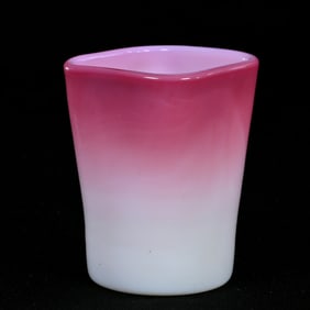 Square Toothpick Holder, New England Peachblow/Wild Rose Art Glass