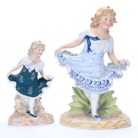 (2) German Bisque Figurines Marked Heubach