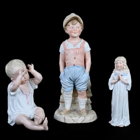 (3) Figurines, German Bisque, Heubach