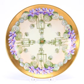 Plate Marked Pickard, Violets In Panel Pattern