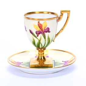 Pedestal Cup And Saucer Marked Chicago Studios Donath