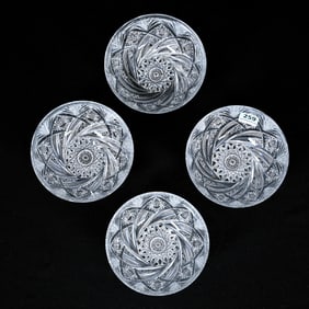 (4) Finger Bowls, American Brilliant Cut Glass, Pattern #15 1/2 By Elmira