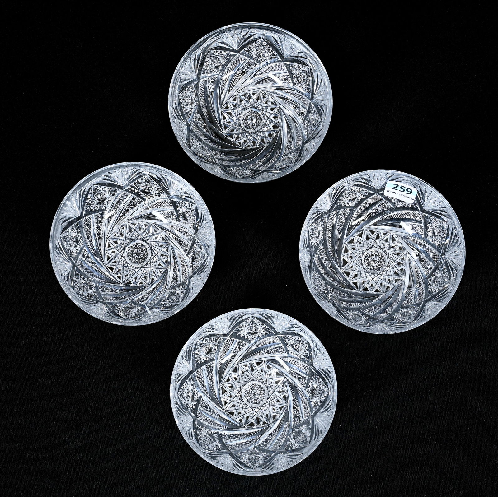 (4) Finger Bowls, American Brilliant Cut Glass, Pattern #15 1/2 By Elmira (1 of 3)