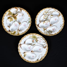 (3) Oyster Plates Marked Haviland Limoges`