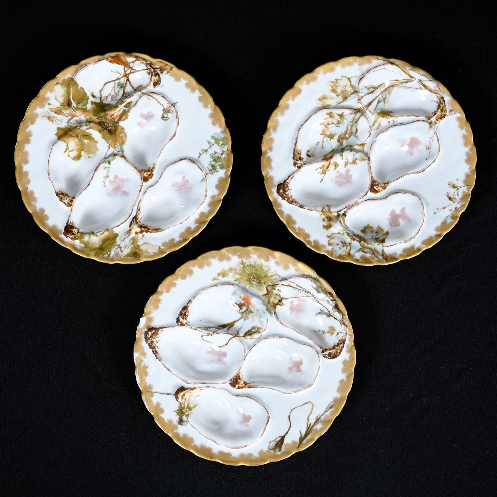(3) Oyster Plates Marked Haviland Limoges` (1 of 3)