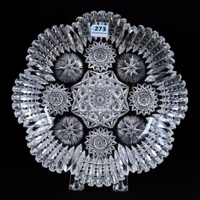 Plate, American Brilliant Cut Glass, Roland Pattern By Pitkin & Brooks