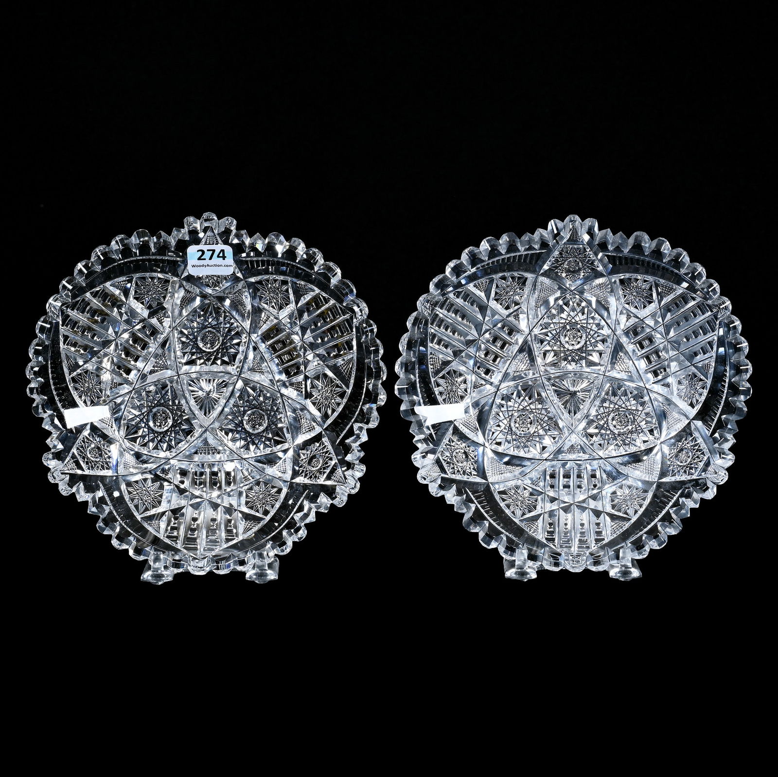 (2) Plates, American Brilliant Cut Glass, Signed Libbey Corona Pattern (1 of 2)