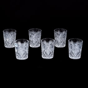 (6) Tumblers, American Brilliant Cut Glass, Signed Libbey Imperial Pattern