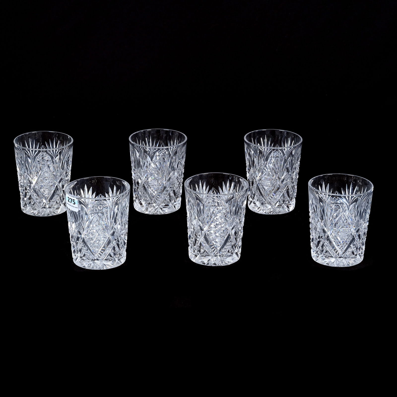 (6) Tumblers, American Brilliant Cut Glass, Signed Libbey Imperial Pattern (1 of 3)