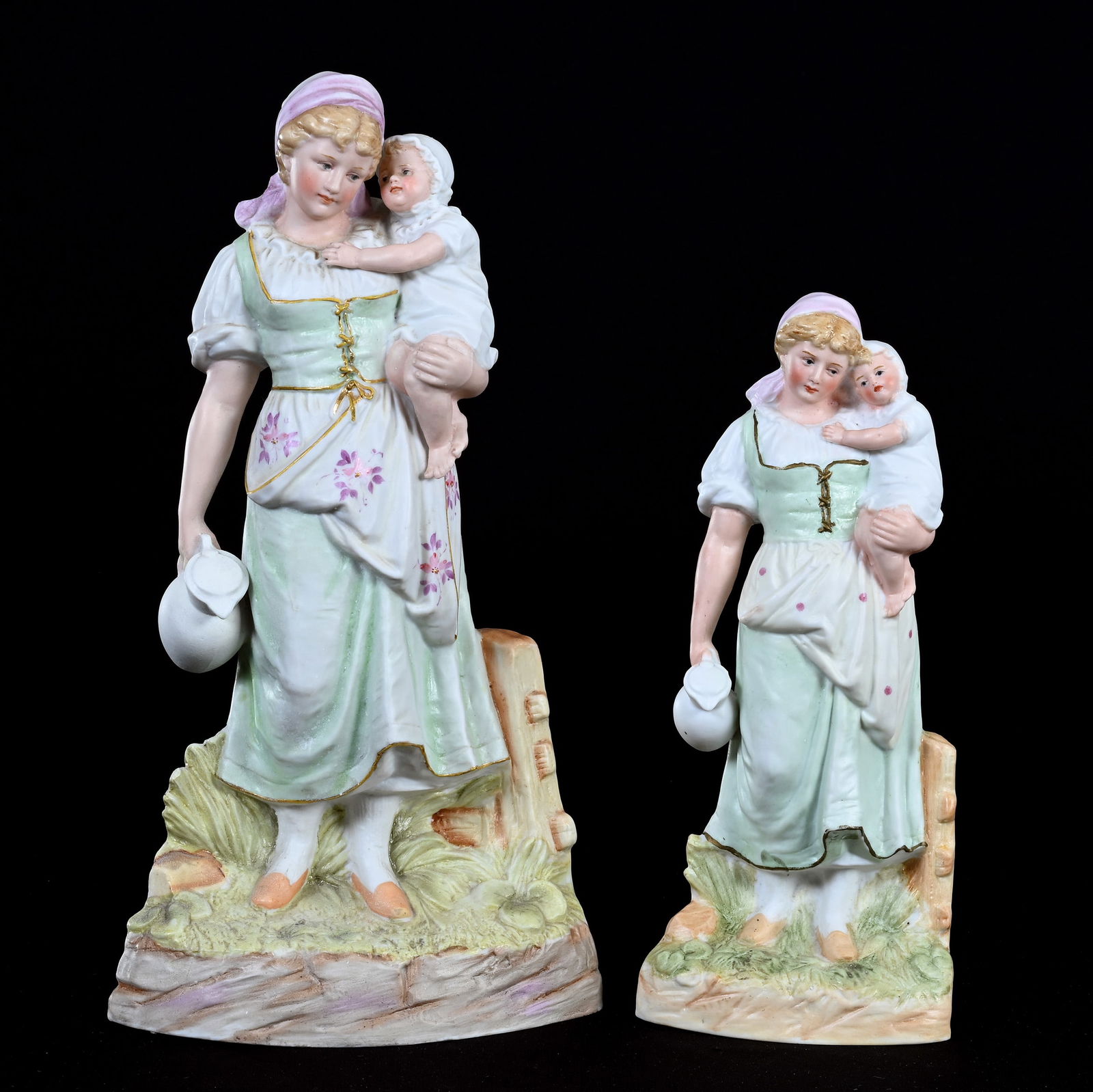 (2) Figurines, German Bisque Marked Heubach (1 of 4)