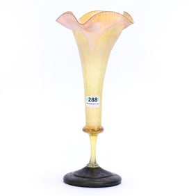 Trumpet Vase, Unmarked Tiffany Art Glass