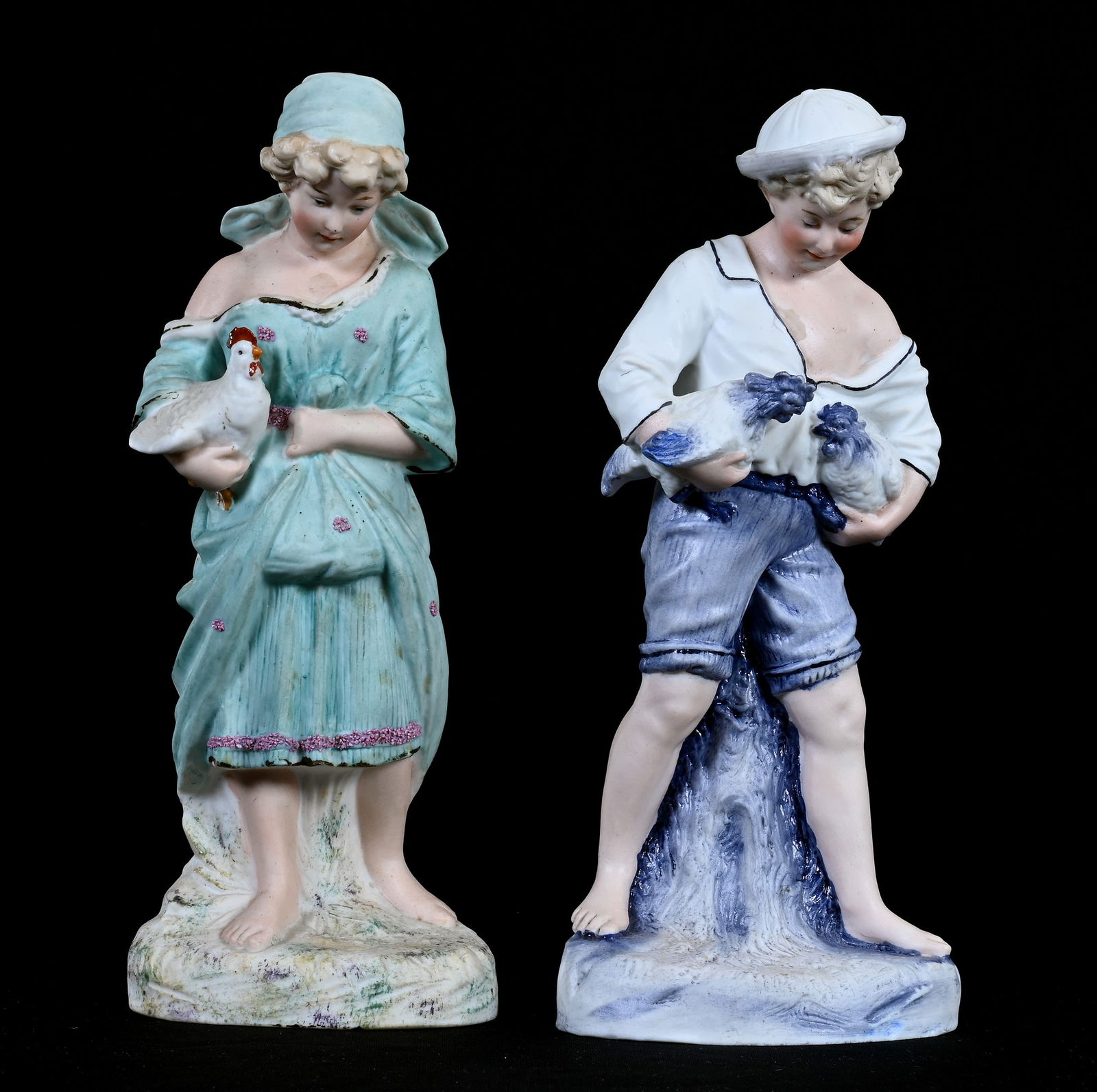 (2) Figurines, German Bisque Marked Heubach (1 of 3)
