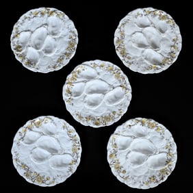 (5) Oyster Plates Marked Haviland Limoges