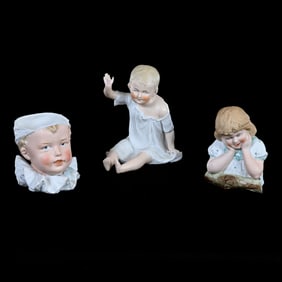 (3) Figurines, German Bisque