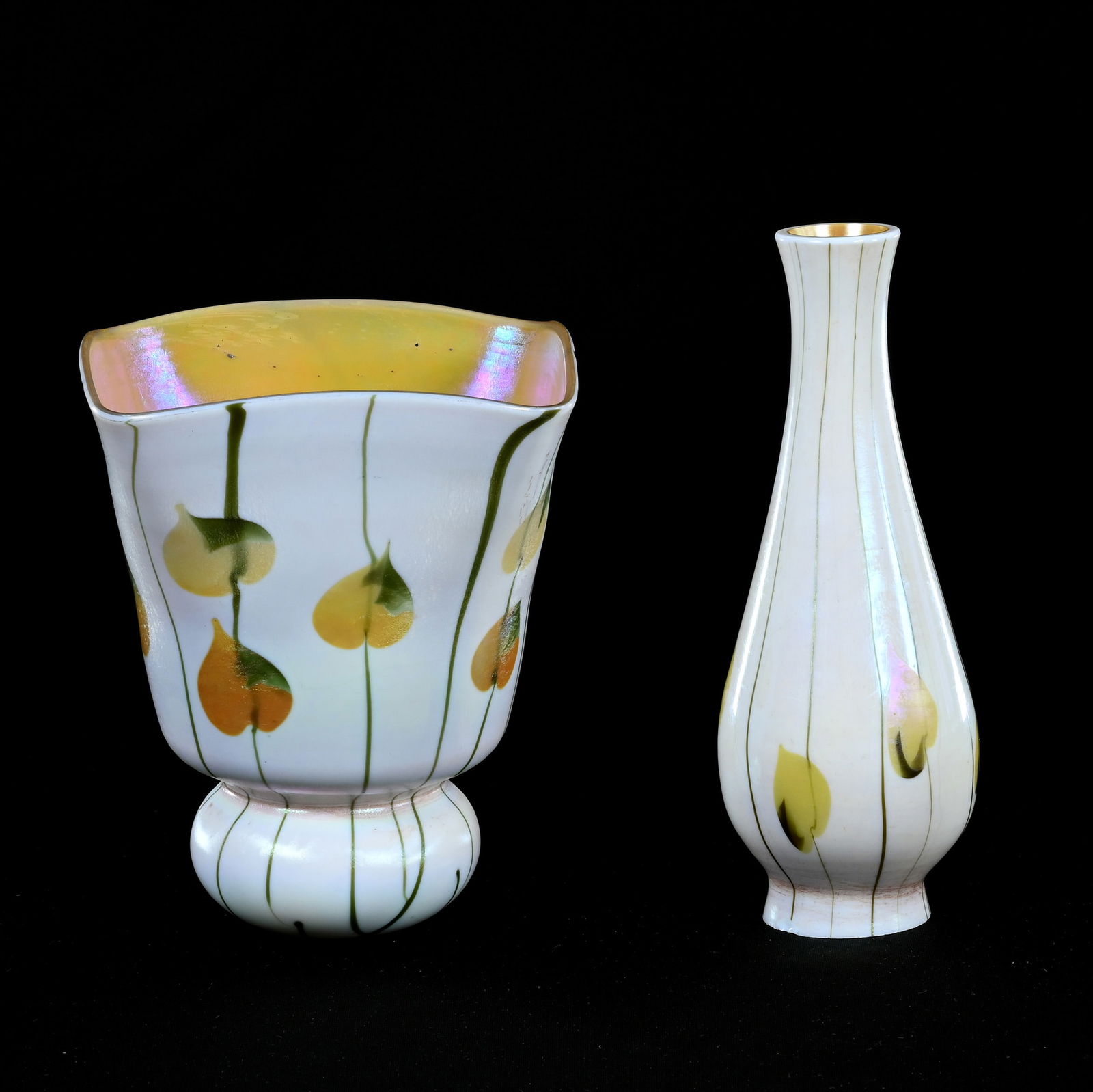 (2) Art Glass Items, Same Design, Unmarked Fostoria Iris Line (1 of 2)