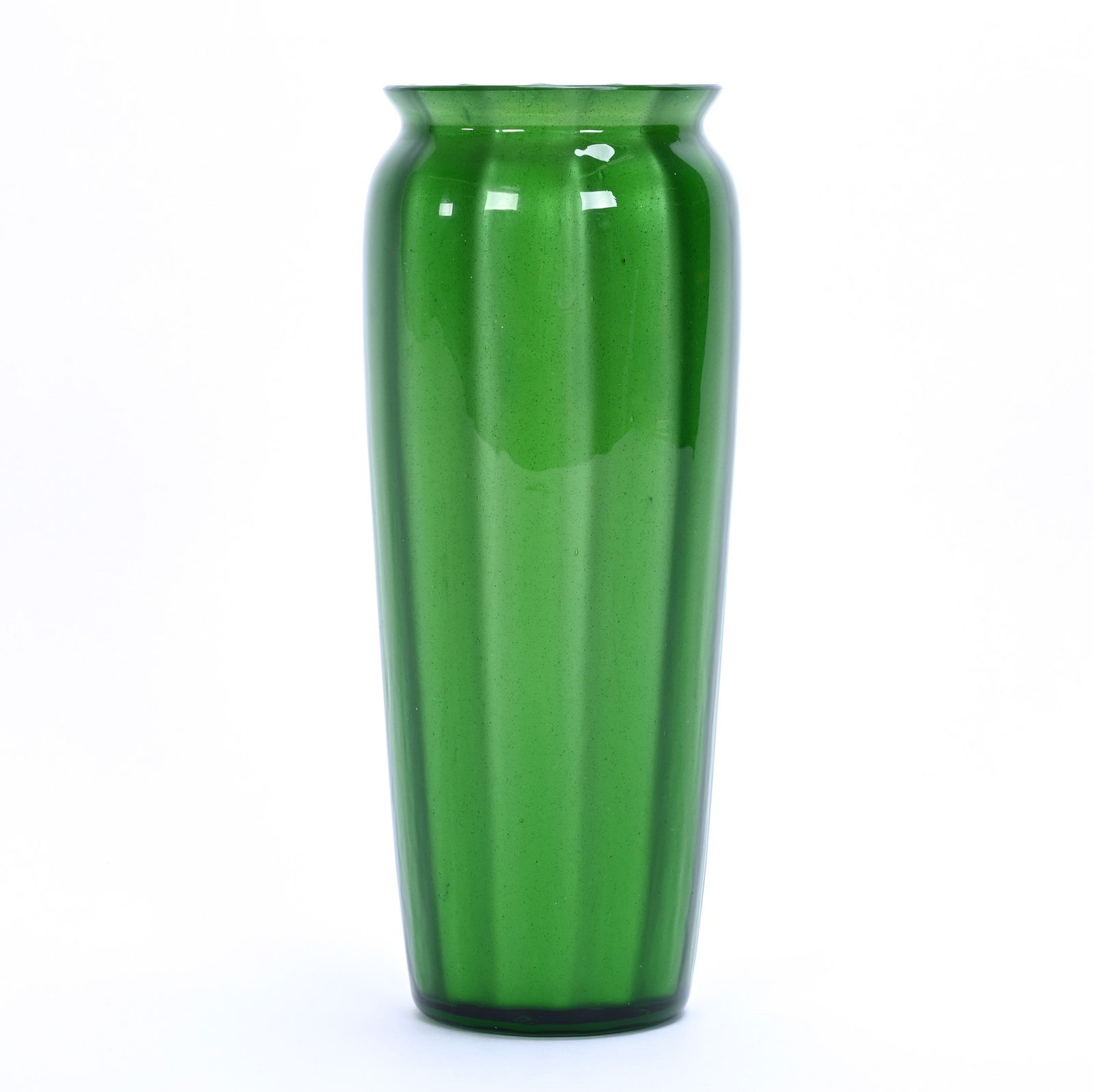 Vase, Unmarked Green Metallic By Loetz, Circa 1905: Vase, Unmarked Green Metallic By Loetz, Circa 1905, 8.75" x 3.5", Illinois Private Collection.