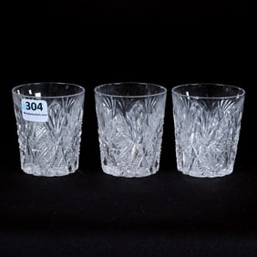 (3) Whiskey Tumblers, American Brilliant Cut Glass, Signed Libbey Imperial Pattern