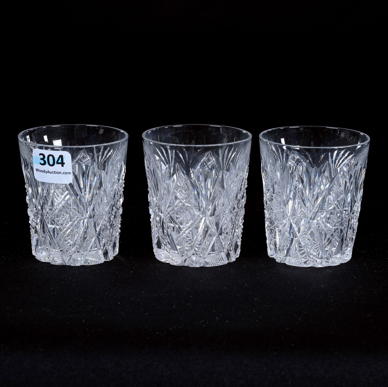 (3) Whiskey Tumblers, American Brilliant Cut Glass, Signed Libbey Imperial Pattern (1 of 3)