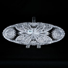 Celery Tray, American Brilliant Cut Glass, Chrysanthemum Pattern By Hawkes