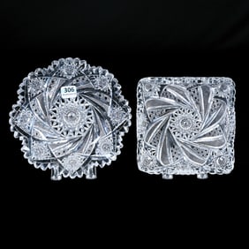 (2) Plates, American Brilliant Cut Glass, Pattern 15 1/2 By Elmira