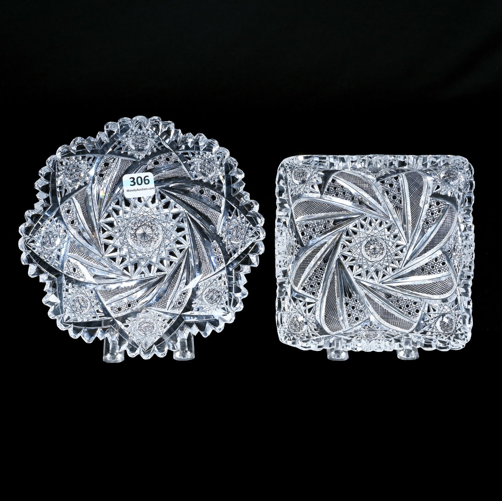 (2) Plates, American Brilliant Cut Glass, Pattern 15 1/2 By Elmira (1 of 2)