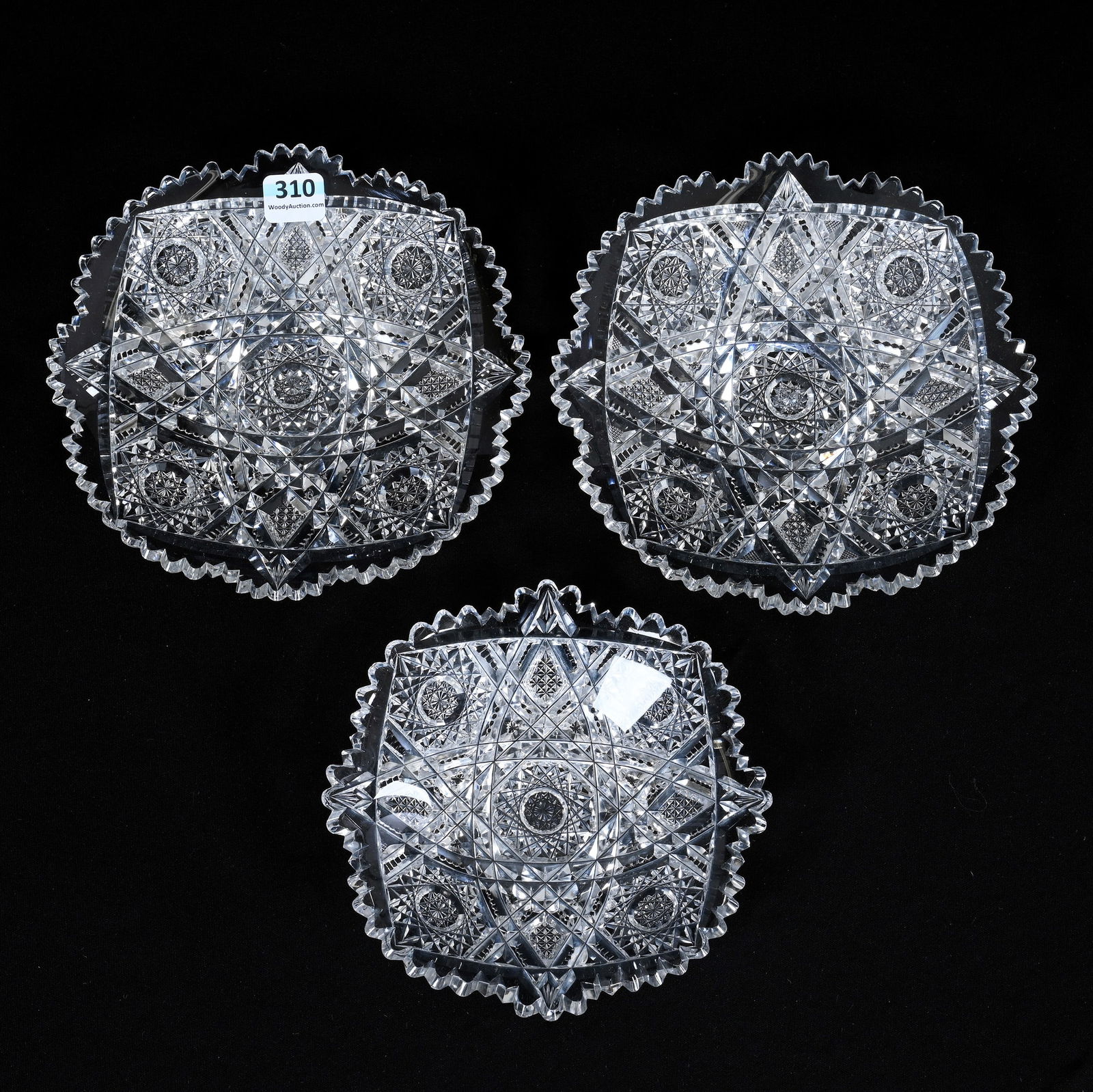 (3) Plates, American Brilliant Cut Glass, Signed Libbey Somerset Pattern (1 of 3)