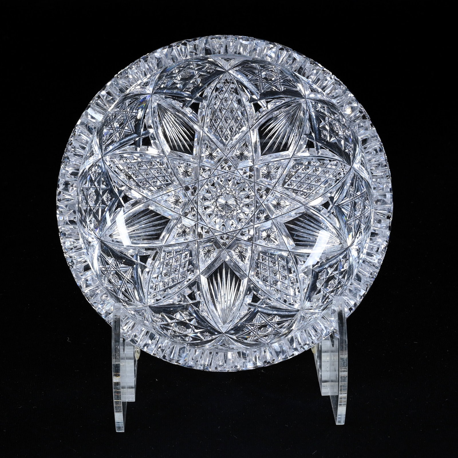 Bowl, American Brilliant Cut Glass, Signed Libbey Toledo Pattern: Bowl, American Brilliant Cut Glass, Signed Libbey Toledo Pattern, 2.5" x 7", Nice Example, Pattern Chip, Ed Kukla Estate Collection, MI.