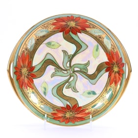 Cake Plate Marked Pickard, Pearlized Ground