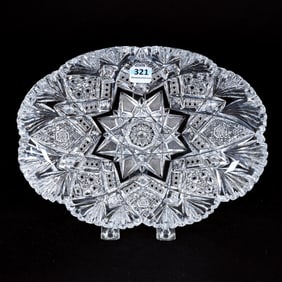 Oval Tray, American Brilliant Cut Glass, Imperial Pattern By Libbey