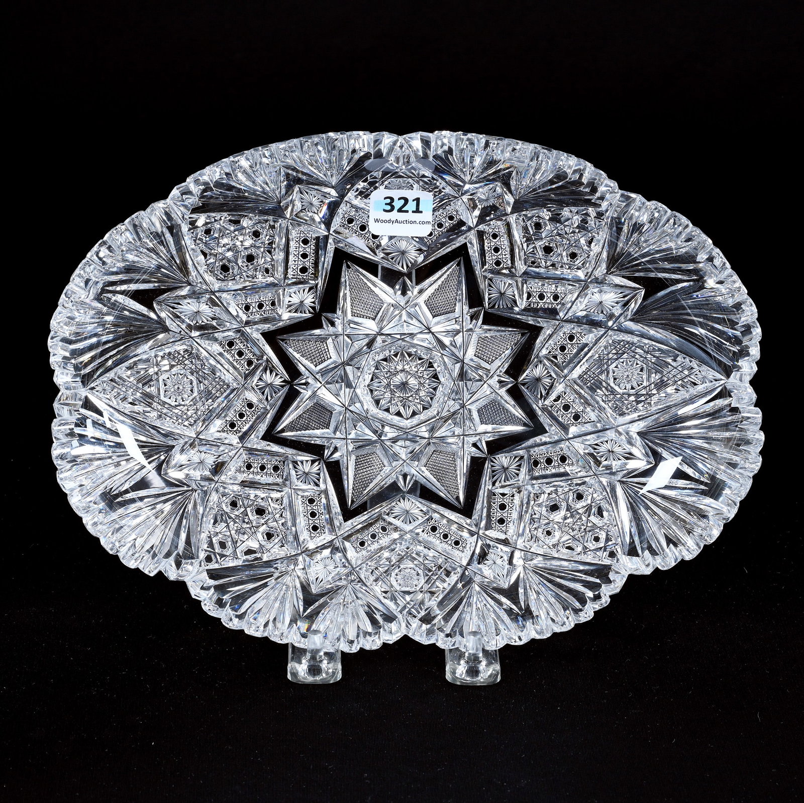Oval Tray, American Brilliant Cut Glass, Imperial Pattern By Libbey: Oval Tray, American Brilliant Cut Glass, Imperial Pattern By Libbey, 10" x 7.25", Nice Blank, Ed Kukla Estate Collection, MI.