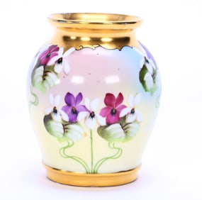 Vase Marked Pickard, Blue, Yellow & Pink Background