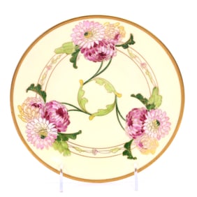 Plate Marked Pickard, Yellow With Colorful Chrysanthemum Decor
