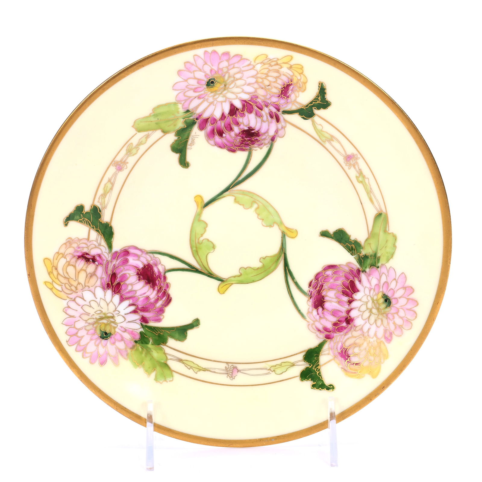 Plate Marked Pickard, Yellow With Colorful Chrysanthemum Decor (1 of 3)